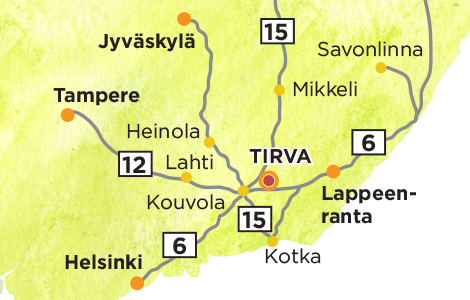 Tirva Suomen kartalla. © Silva Kärpänoja