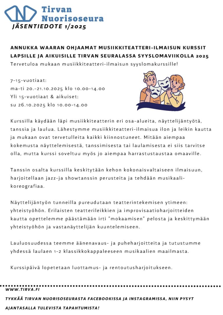 Tirvan Nuorisoseuran jäsentiedote 2/2025
